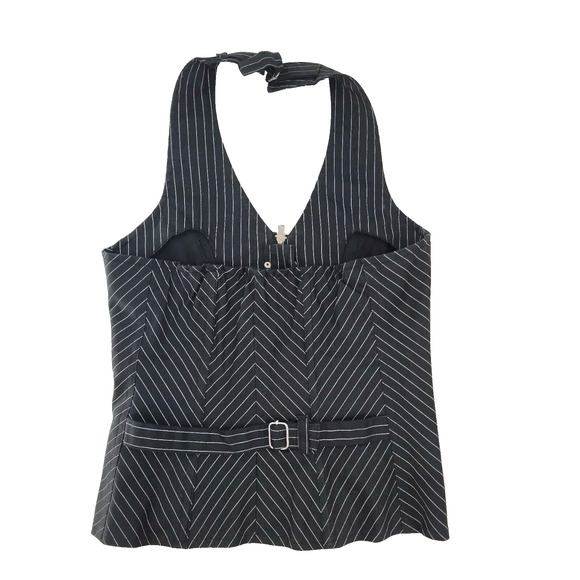 Dead Threads Women's Medium Goth Punk Grunge Halter Vest Corset Stripes Y2K - Picture 9 of 15